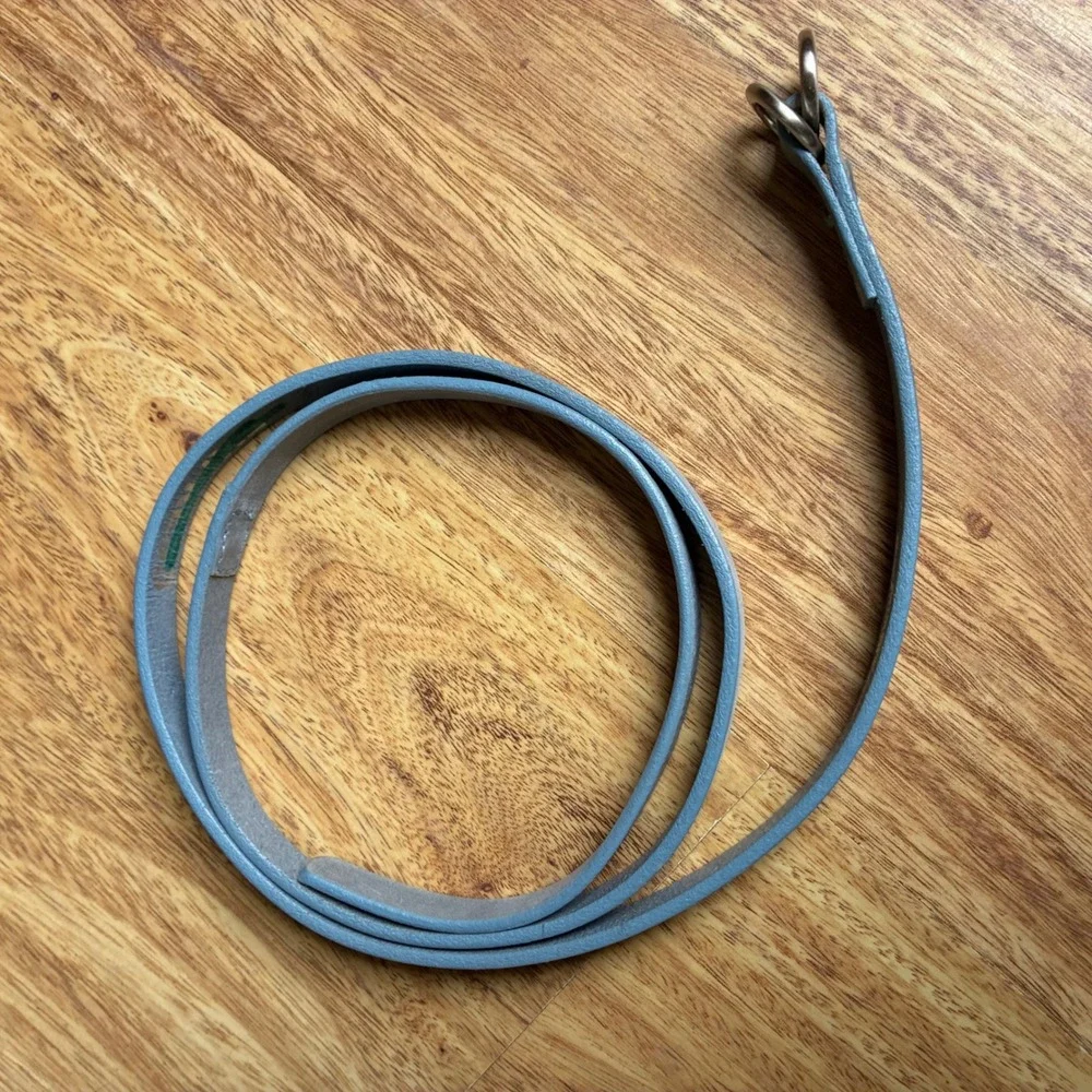 Express Belt Skinny Italian Leather Blue D-Ring S Small Made in USA Y2K Style